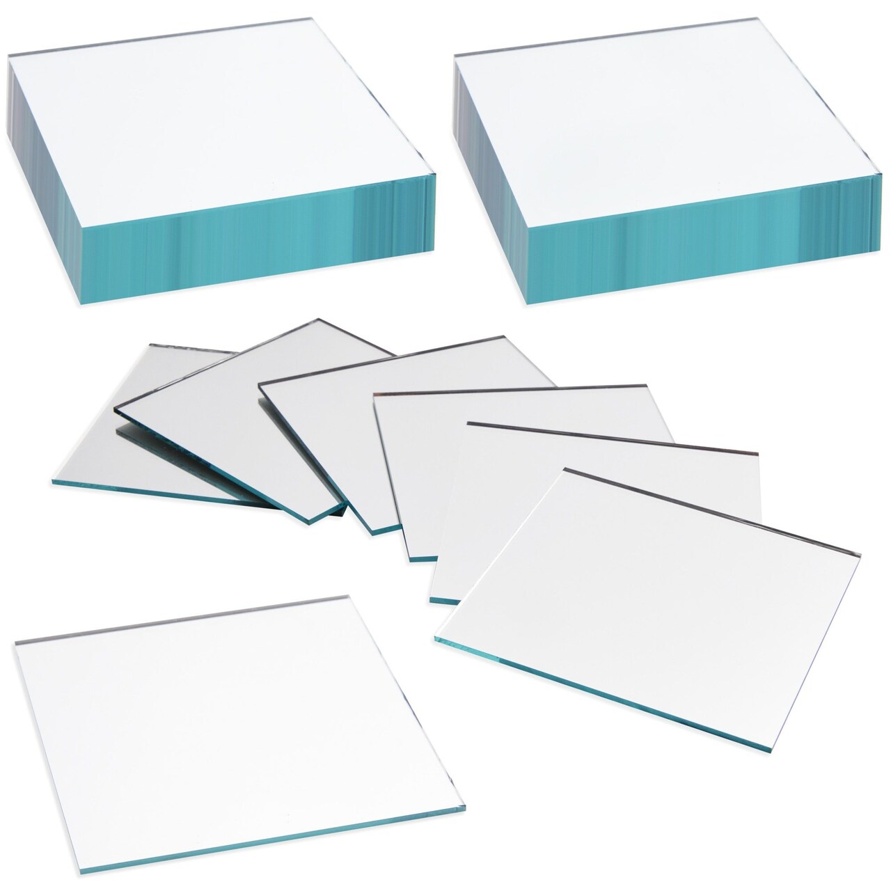50 Pack Square Mirror Tiles, 3 Inches Small Glass Mirrors for Crafts, DIY Projects, Mosaics, Art Supplies, and Home Decor